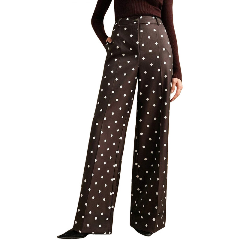 Women's Pants - European American Fashion Retro Polka Dot Korean Version New Regular Boot Cut Long Casual