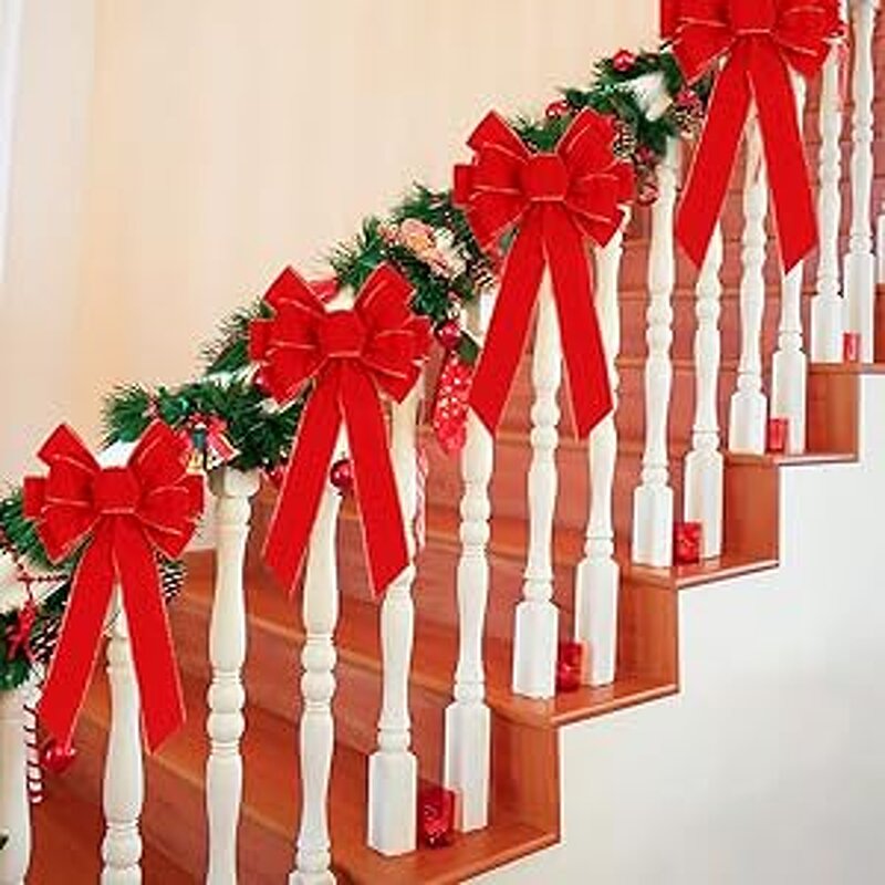 Christmas Bow Decoration - Extra-large Red for Holiday Scene Setting Door