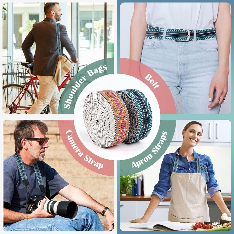 Webbing Jacquard - Blue Polyester 2" Upholstery for Belt Tote Sleeping Bag