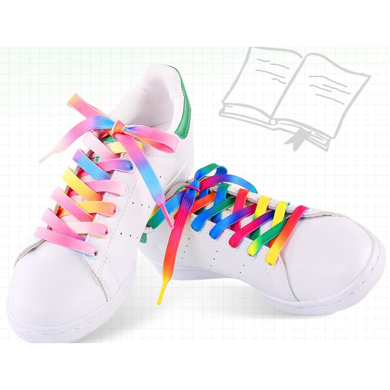 Shoelaces Manufacturer - Rainbow Flat Fashion for Canvas Sport White Shoes