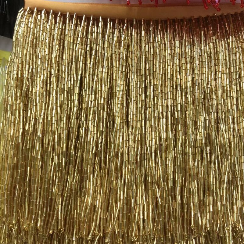 Fringe Trim - 16cm Gold/Silver Handmade Heavy Beaded for Garment Accessories