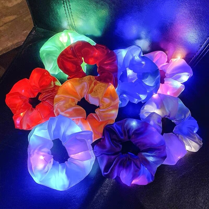Hair Scrunchie - Custom Color LED Satin Elastic Light up for Women Girl