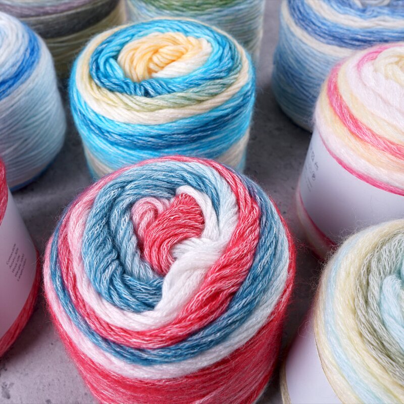 Cake Yarn Manufacturer - Art Rainbow Multicolor Blended Gradient for Knitting DIY