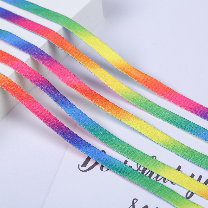 Sports Shoe Laces - 8mm Gradient Color Flat Hat Strap Colorful Webbing
