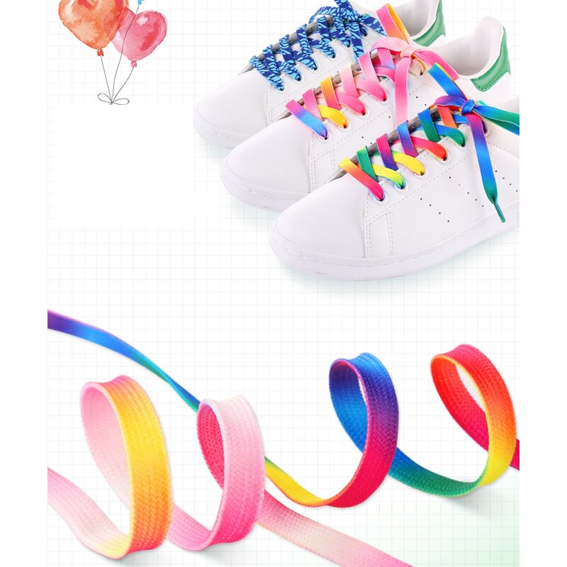 Shoelaces Manufacturer - Rainbow Flat Fashion for Canvas Sport White Shoes