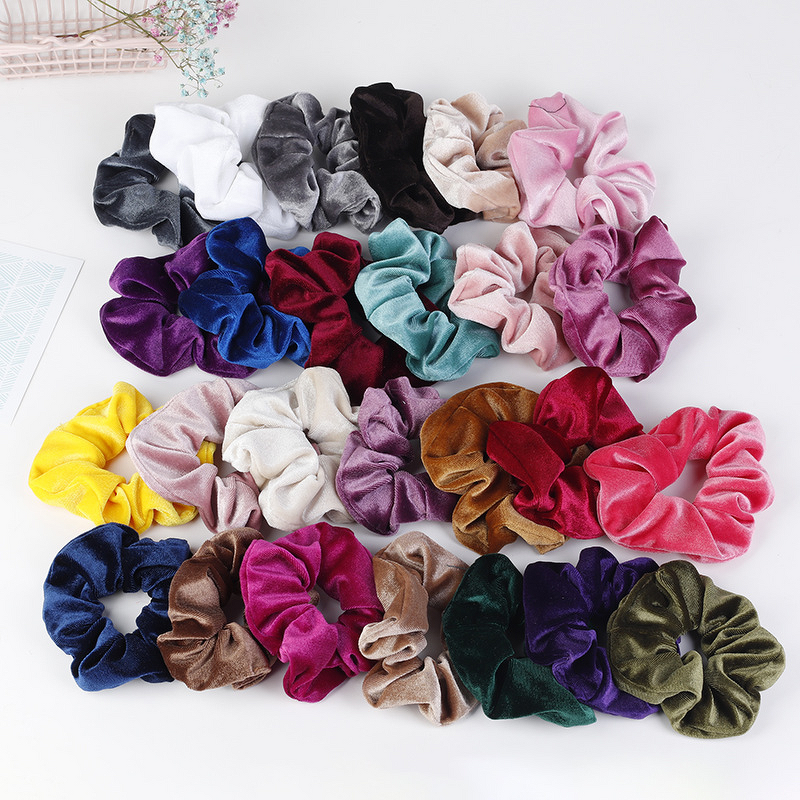 Hair Accessories - Colored Velvet Scrunchies Popular Colorful for Girls