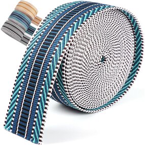 Webbing Jacquard - Blue Polyester 2" Upholstery for Belt Tote Sleeping Bag