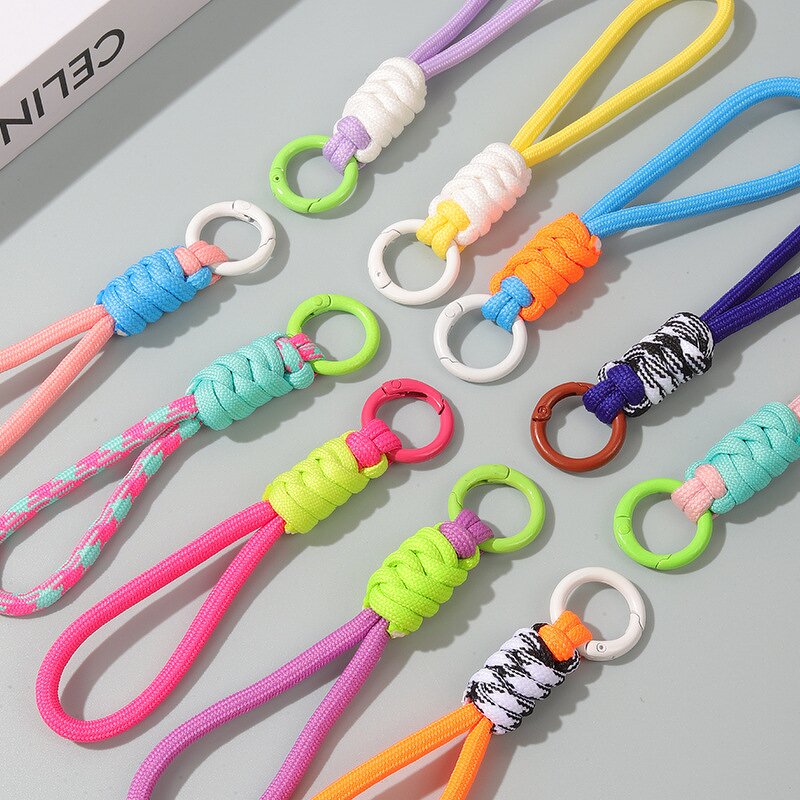 Mobile Phone Lanyard - 12CM Creative Short Braided Rope Key Ring Detachable