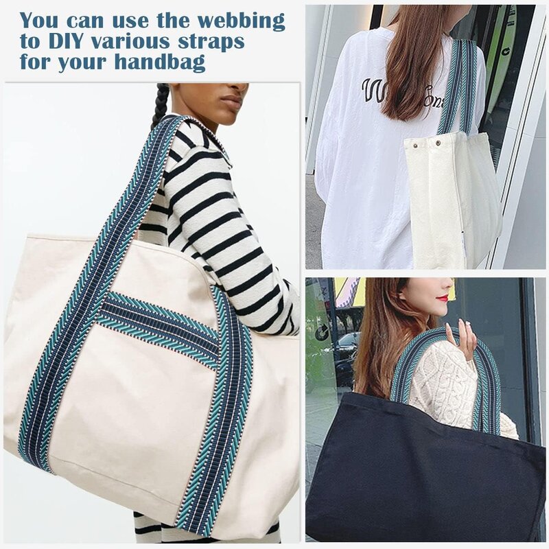 Webbing Jacquard - Blue Polyester 2" Upholstery for Belt Tote Sleeping Bag