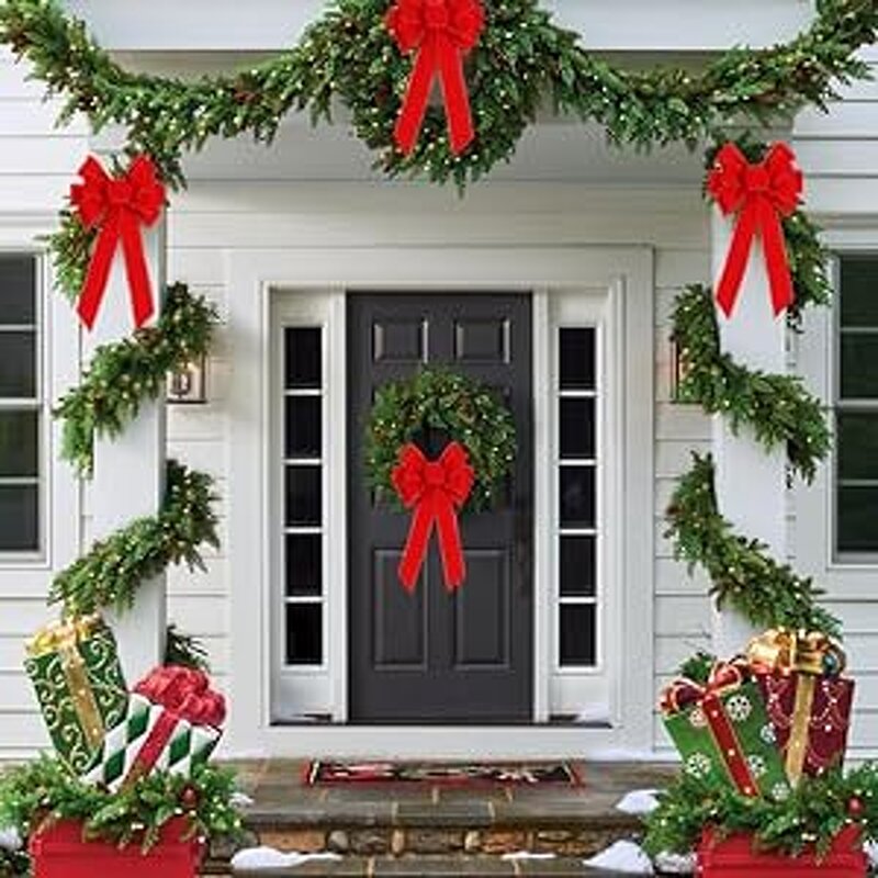 Christmas Bow Decoration - Extra-large Red for Holiday Scene Setting Door