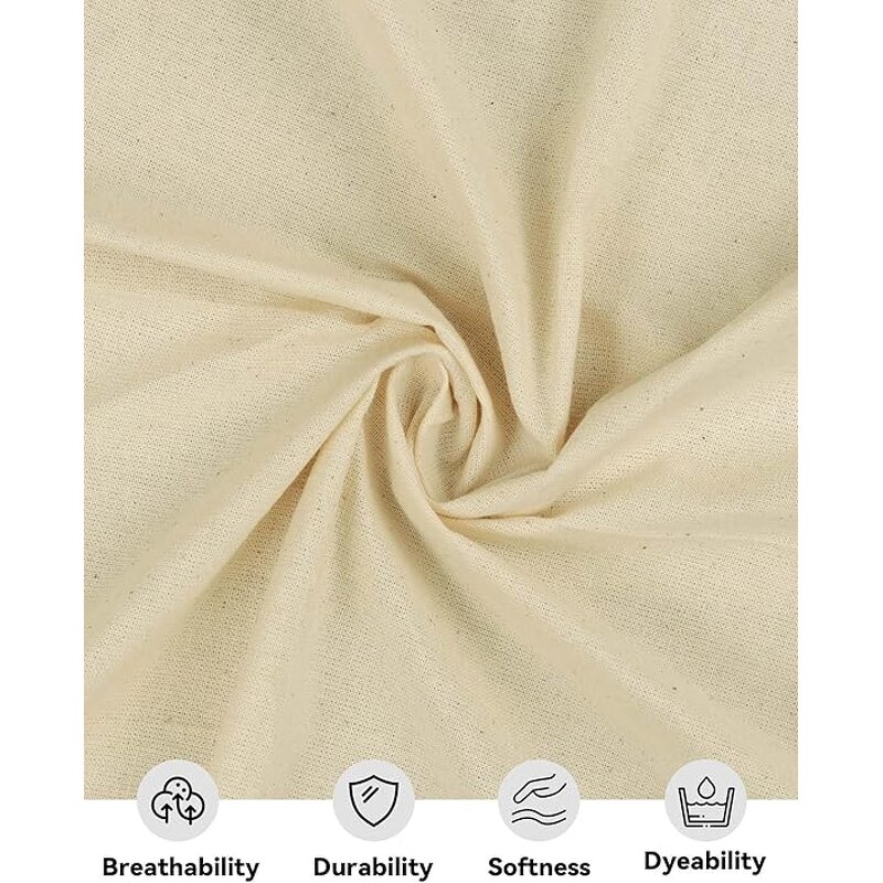 Muslin Cloth - Unbleached 63" Medium Weight 100% Cotton for Dressmaking Lining