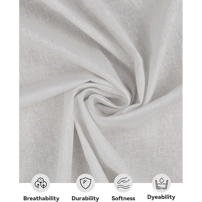 Muslin Cloth - Unbleached 63" Medium Weight 100% Cotton for Dressmaking Lining