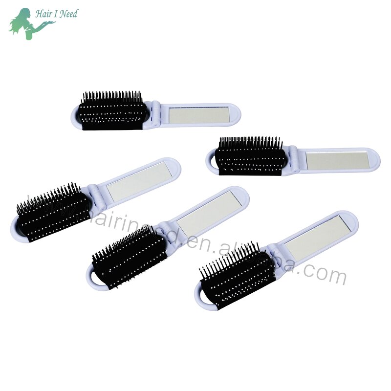 Massage Hair Brushes - Custom Logo Travel Foldable Electroplating with Mirror
