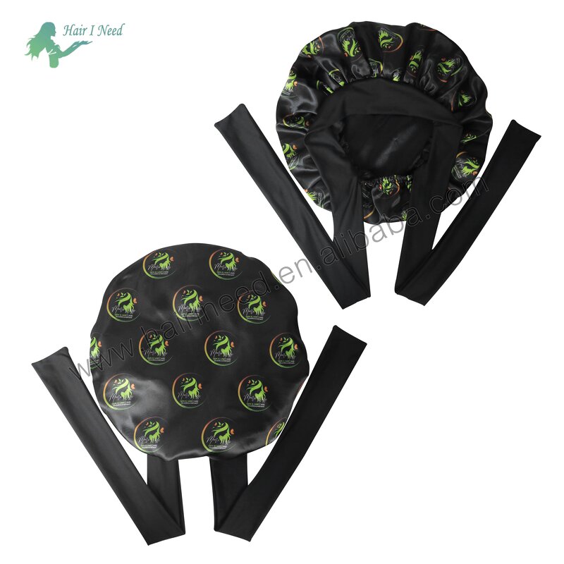 Night Sleep Cap - Custom Large Women No Slip Satin Bonnets with Adjustable Tie