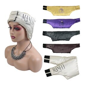 Satin Edge Band - Custom Logo Hair Wraps Cotton Padding Lined Wide Head Wrap