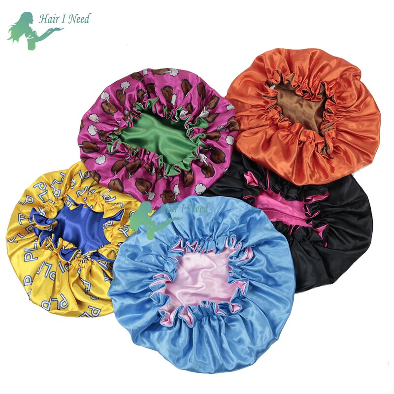 Satin Hair Bonnet - Wholesale Full Logo Printed Custom Double Layers Designer