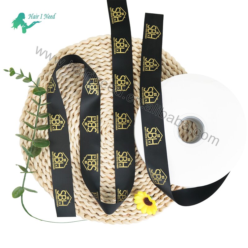 Satin Ribbon - Custom Printing Gold Foil Silk Screen Printed Gift Hair Bow Roll