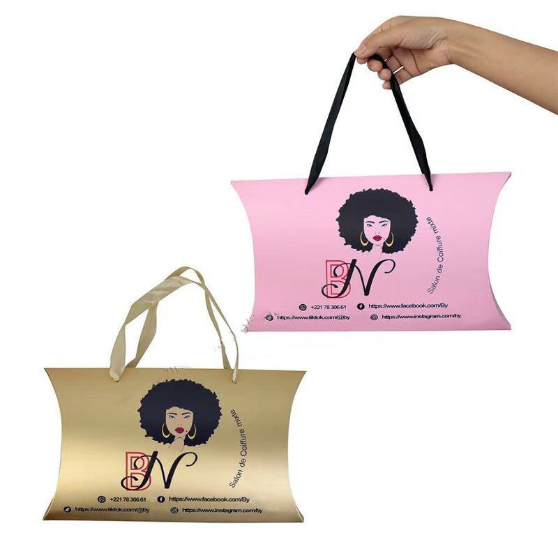 Hair Extensions Packaging Box - Customized Logo Wig Paper Pillow Box for Gift