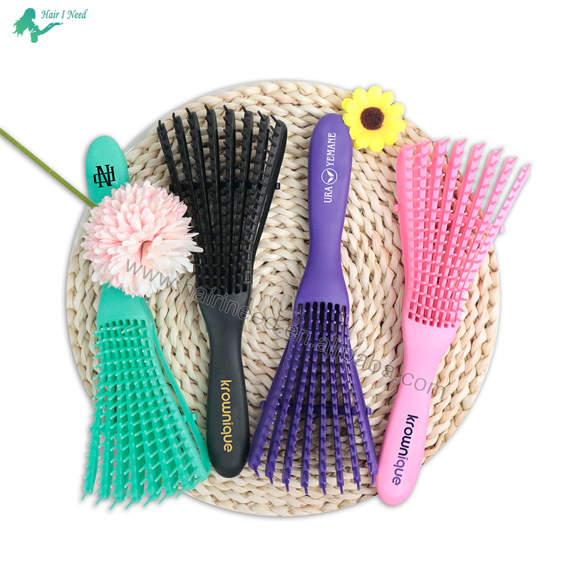 Hair Brush - Custom Logo Plastic Eight Rows Octopus Comb Wet Dry Detangling