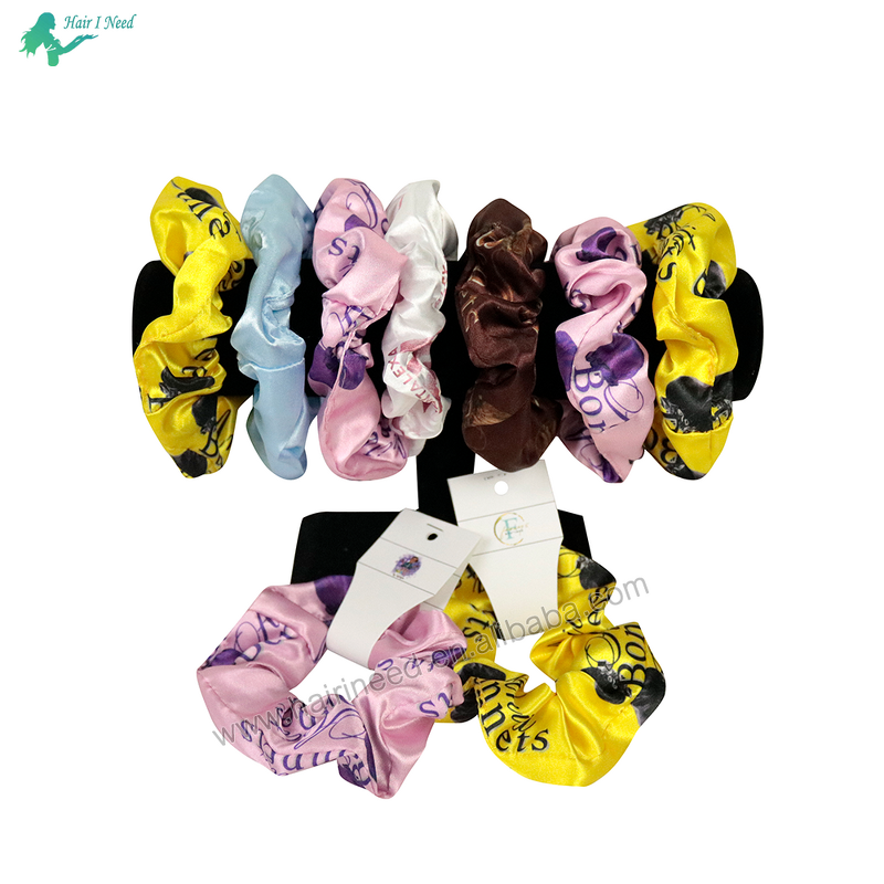 Hair Ties - Factory Custom Logo Satin Scrunchies Personalized Pattern Elastic