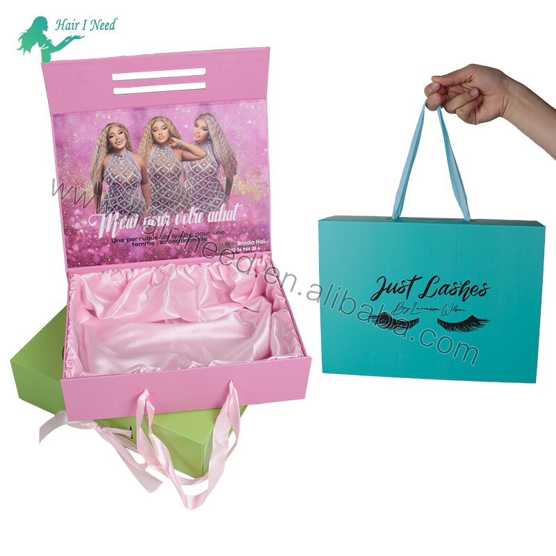 Hair Bundle Packaging Box - Customized with Satin Magnetic Closure for Wigs