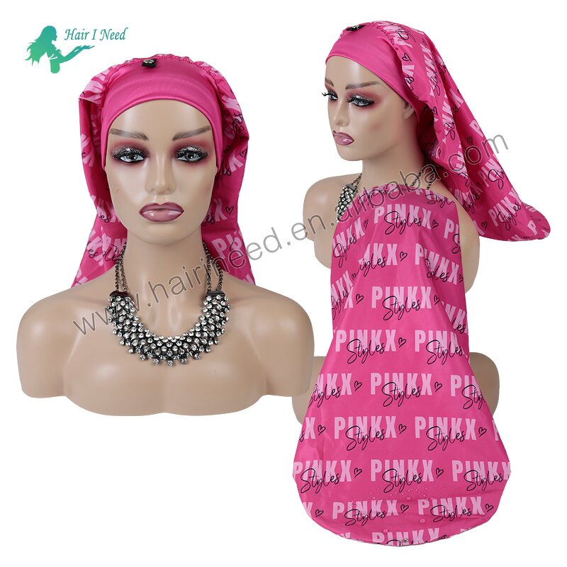 Shower Cap - Custom Logo Fashion Waterproof Extra Long Ladies Reusable with Snap