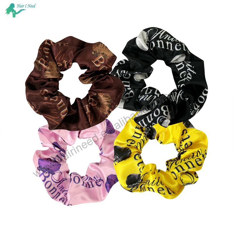 Hair Ties - Factory Custom Logo Satin Scrunchies Personalized Pattern Elastic