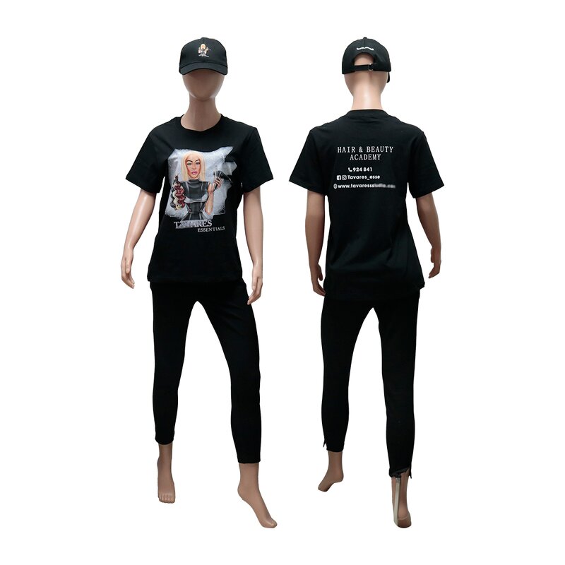 T-Shirt - Low MOQ Custom Pure Cotton Hair Salon Working Short Sleeve Unisex