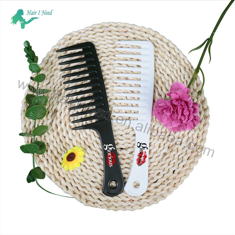 Hair Comb - Custom Plastic Wide Tooth Hairdressing for Curly Cutting Styling