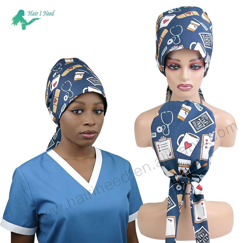 Surgical Hats - Adjustable Custom Private Label Satin Lined Cartoon Nursing Caps
