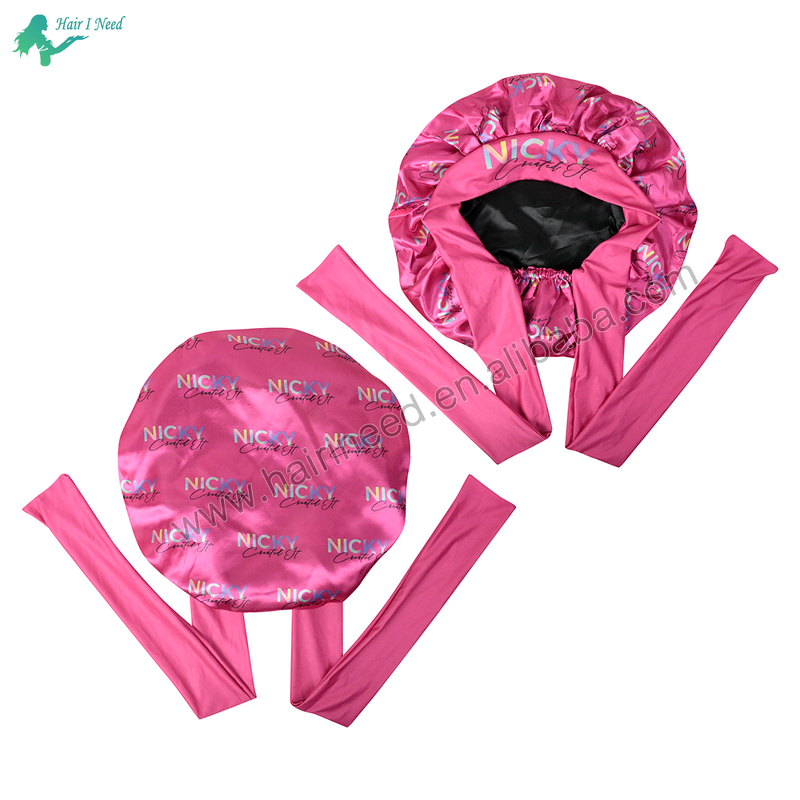 Night Sleep Cap - Custom Large Women No Slip Satin Bonnets with Adjustable Tie