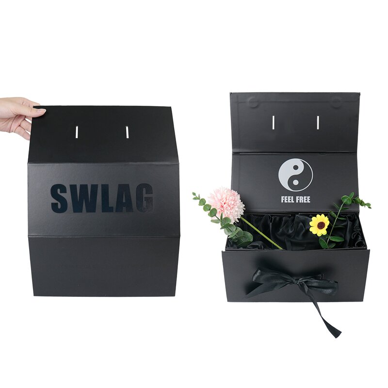 Magnetic Gift Box - Customized Luxury High-end UV Logo Matte Black Foldable
