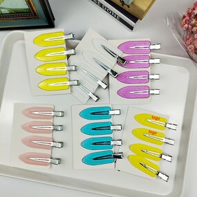 Hair Pins - Custom Logo 4pcs Set Creaseless No-Bend Clip for Girls Ladies