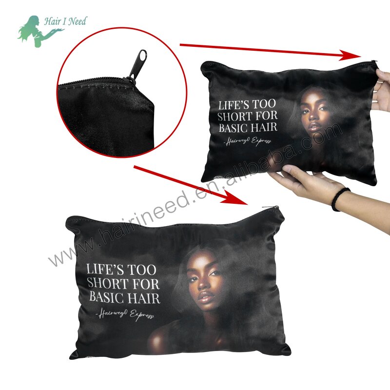 Satin Bag - Customize Zipper with Logo for Hair Packaging Jewelry Storage Pouch