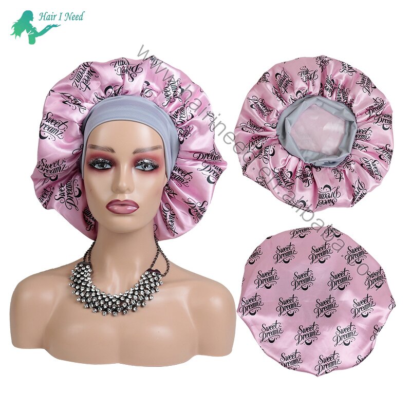 Sleep Cap Manufacturer - Elastic Wide Soft Band Women Silk Satin Hair Bonnet