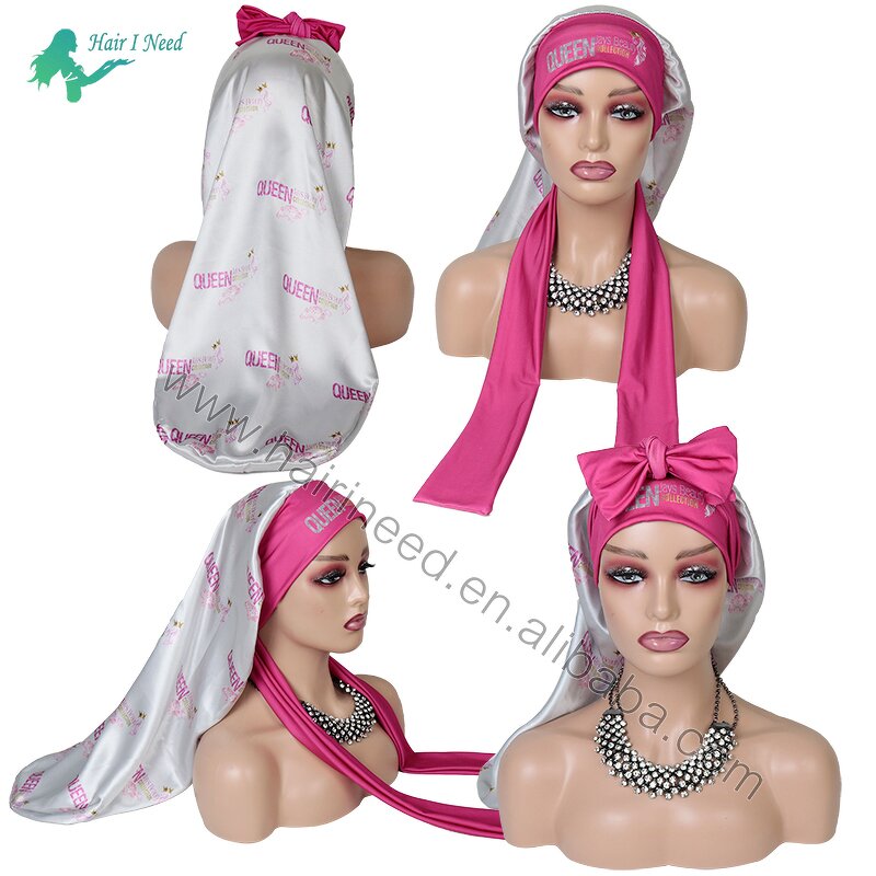 Braid Bonnets - Custom Satin Long Adjustable Sleeping Cap with Head Wraps