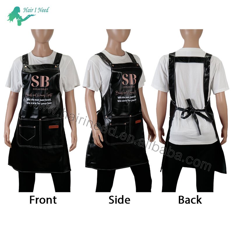 Apron - Wholesale Barber Hairdressing Brown PU Leather Waterproof Durable with Pocket