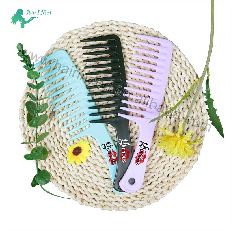 Hair Comb - Custom Plastic Wide Tooth Hairdressing for Curly Cutting Styling