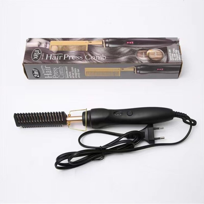 Hair Straightener Comb - Electric Hot Iron Curler for Straight Curly Home Use