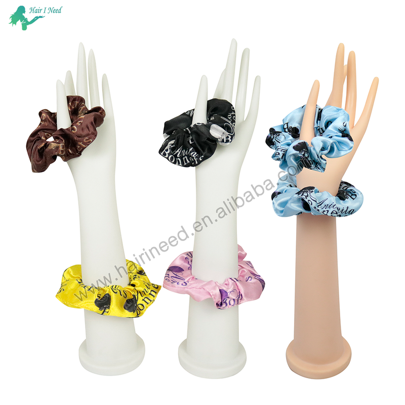 Hair Scrunchies - Wholesale Custom Logo Cheap Satin Black for Women