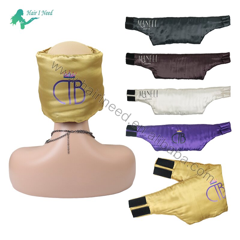 Satin Edge Band - Custom Logo Hair Wraps Cotton Padding Lined Wide Head Wrap