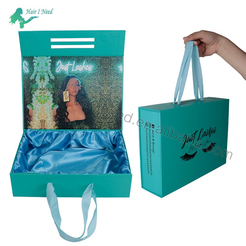 Hair Bundle Packaging Box - Customized with Satin Magnetic Closure for Wigs
