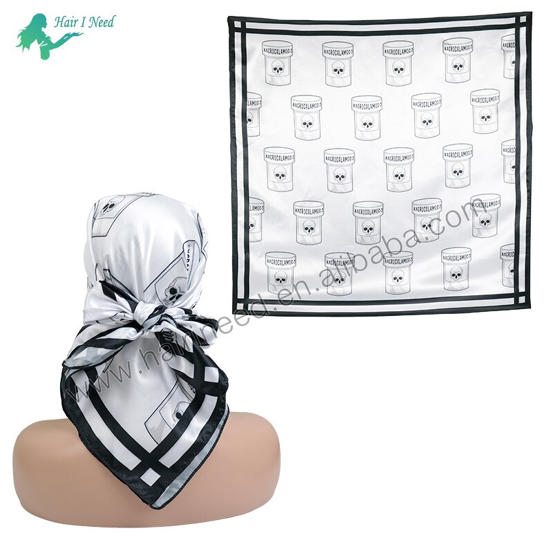 Hair Scarf - Custom Digital Print Square Luxury Soft Satin for Women