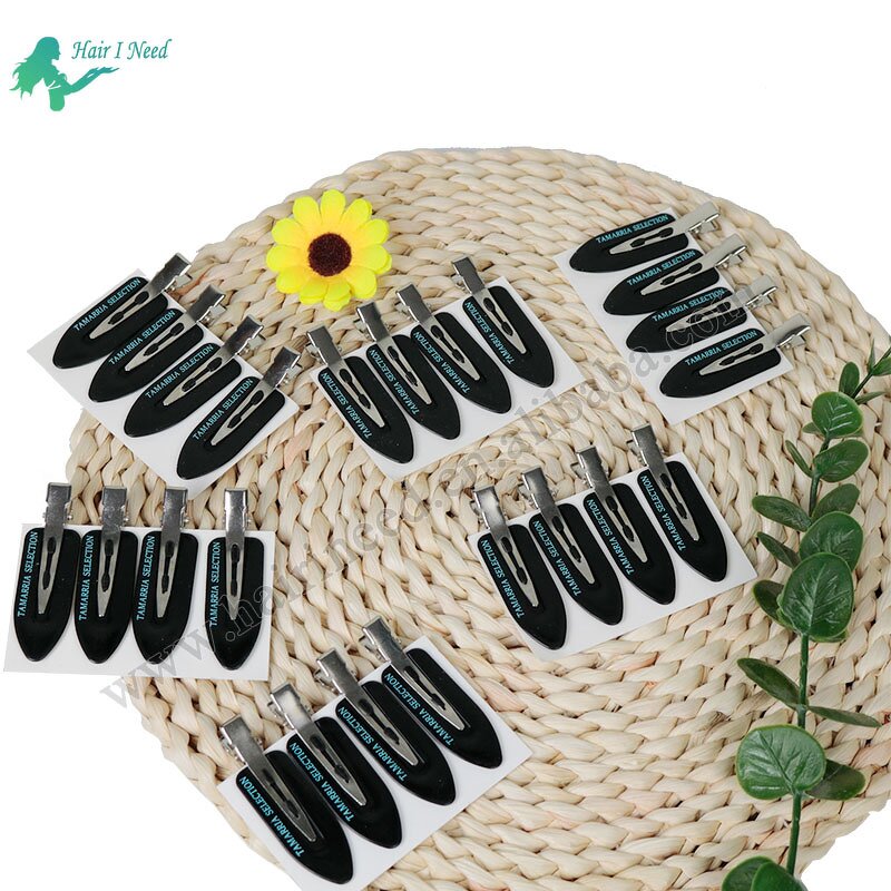 Hair Pins - Custom Logo 4pcs Set Creaseless No-Bend Clip for Girls Ladies