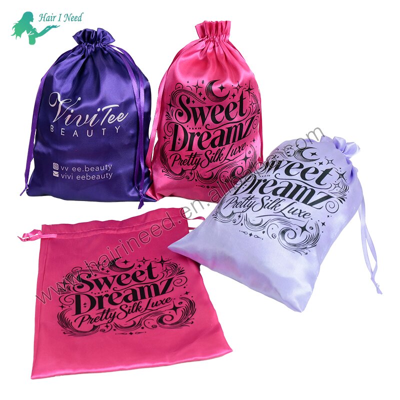 Satin Pouch - Custom Printing Luxurious Ribbon Drawstring with Satin Lining