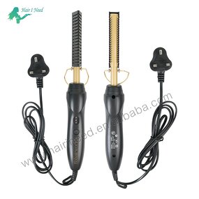 Hair Straightener Comb - Electric Hot Iron Curler for Straight Curly Home Use