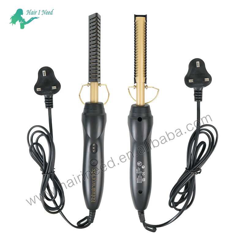 Hair Straightener Comb - Electric Hot Iron Curler for Straight Curly Home Use