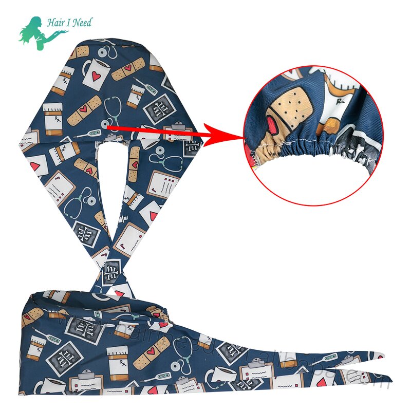 Surgical Hats - Adjustable Custom Private Label Satin Lined Cartoon Nursing Caps