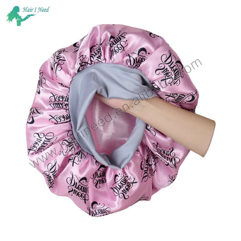 Satin Bonnet - Custom With Logo Wide High Elastic Headband Double Layer