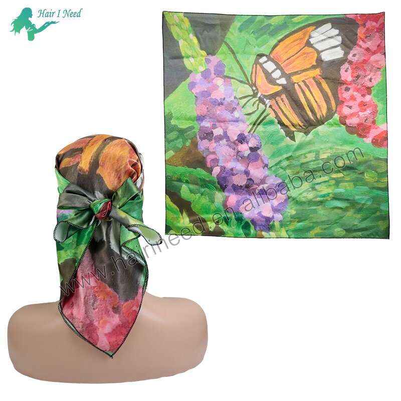 Head Scarves - Fashion Custom Satin Silk Stylish Square Soft for Women